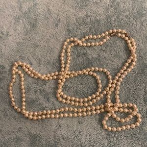 Two Extra Long Faux Pearl Necklaces